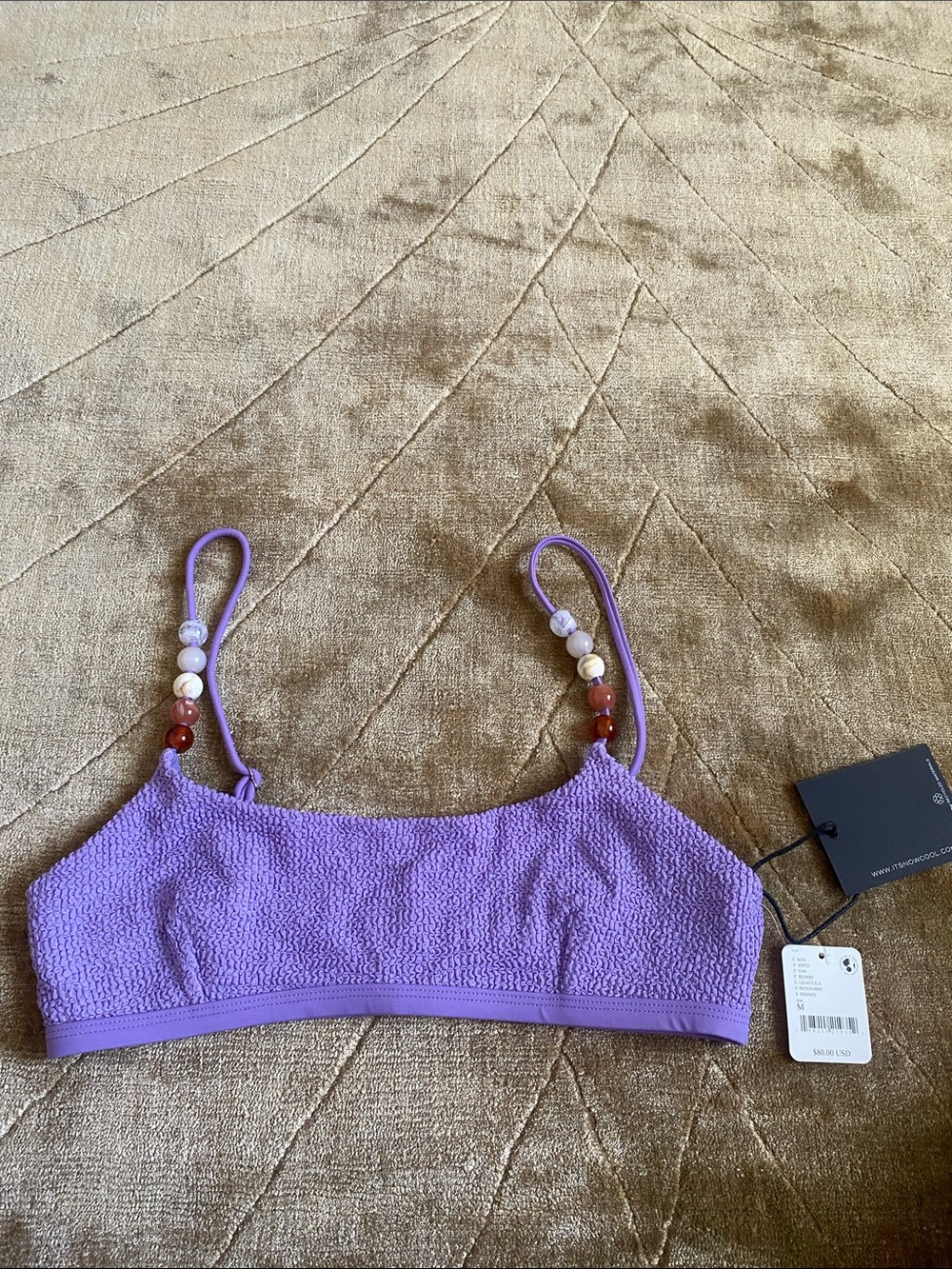 Free People IT’S COOL NOW Lavender Beaded Strap Crop Bralette